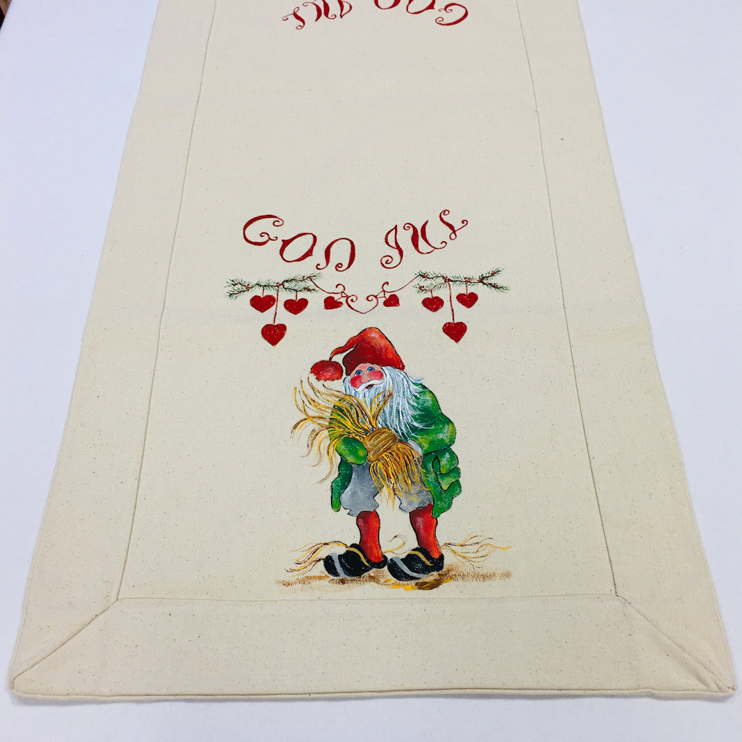 Hand Made God Jul Runner Tomte with Wheat