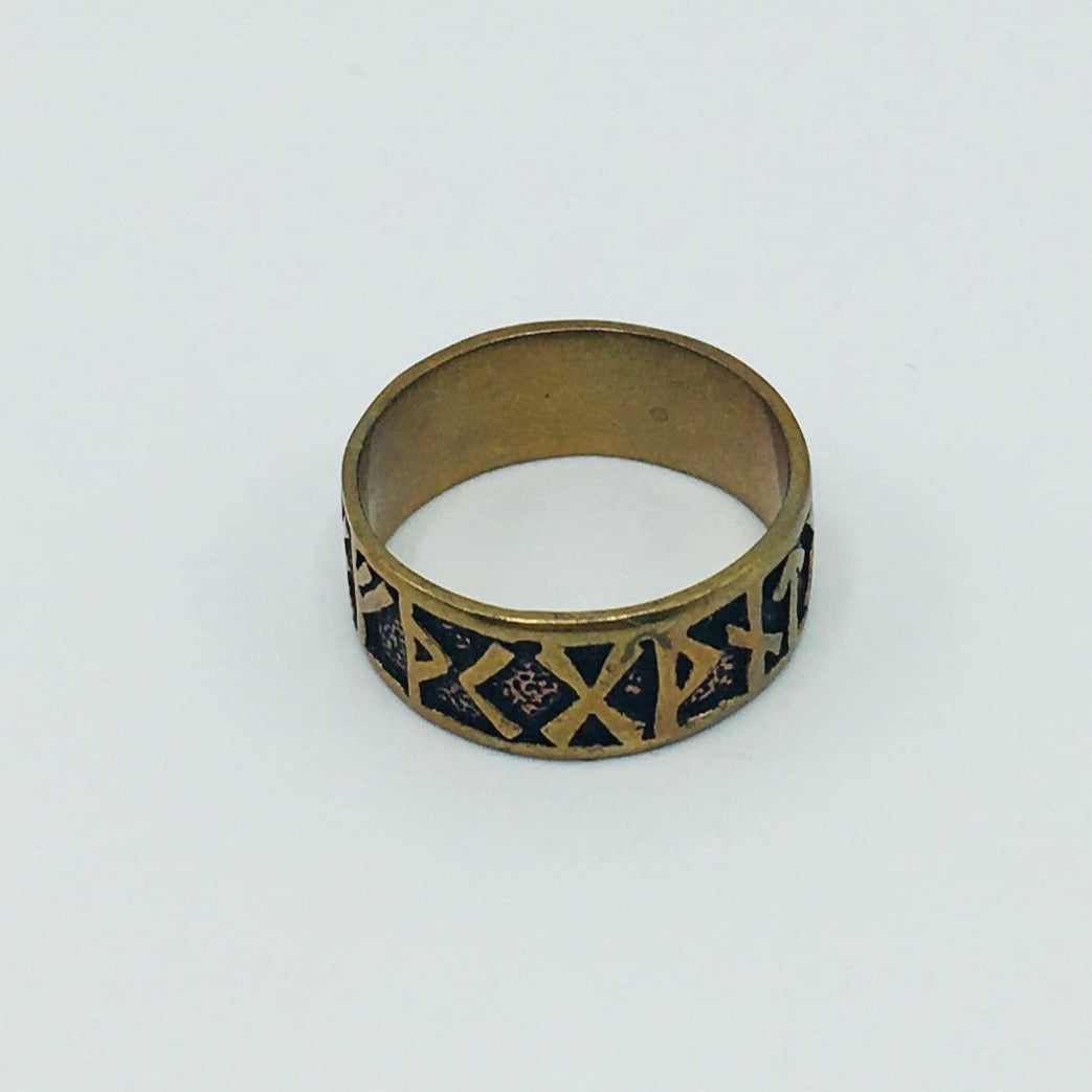 Bronze Ring with Runes Size 9