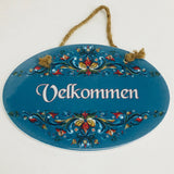 Oval Ceramic Velkommen Sign - Lise Lorentzen Rosemaling