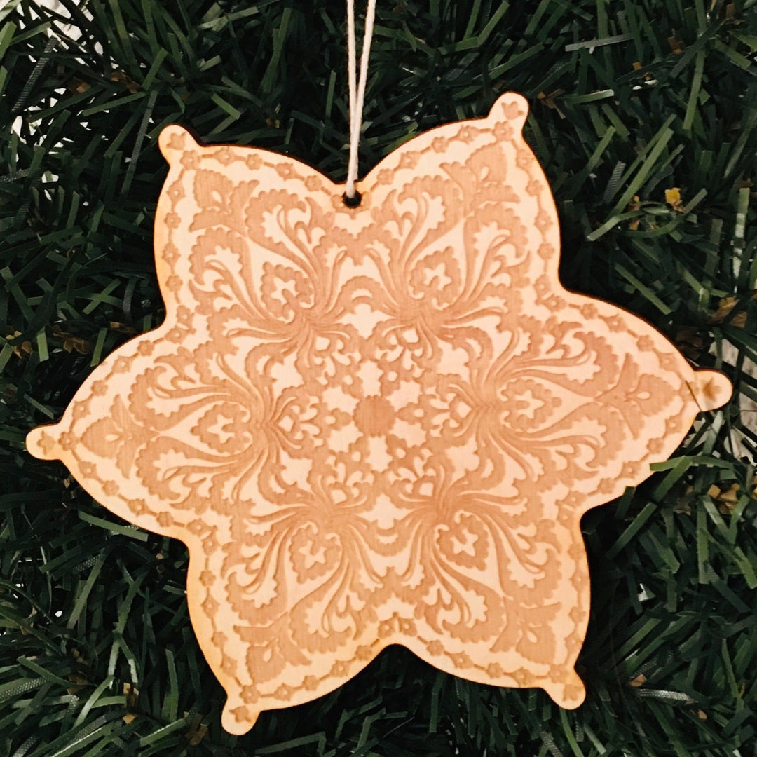 Baltic birch ornament - Star Snowflake