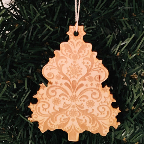 Baltic Birch Ornament - Rosemaling Christmas Tree