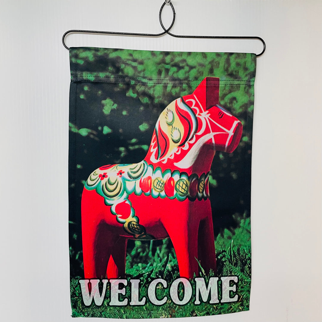 Welcome Dala horse garden flag