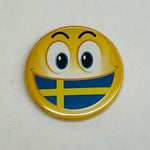 Swedish flag smiley round button/magnet