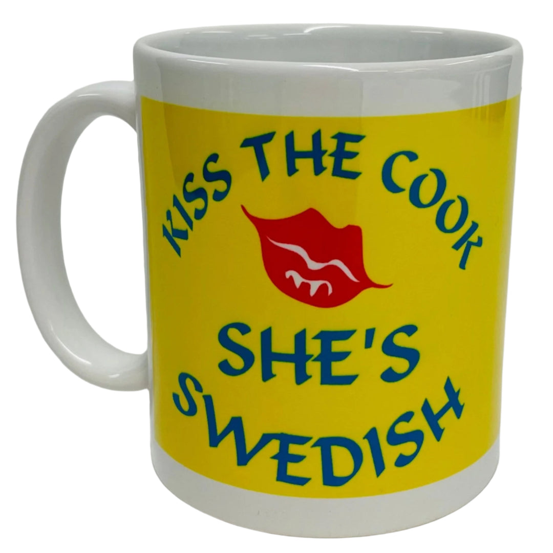 Kiss the Cook She's Swedish coffee mug