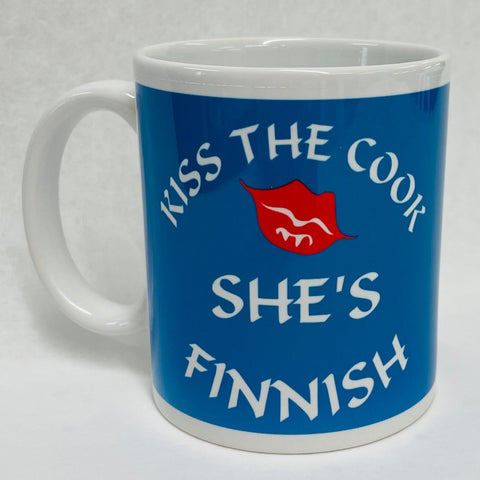 Kiss the Cook Finnish coffee mug