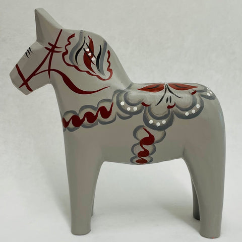 Traditional Gray 5" wooden Dala horse