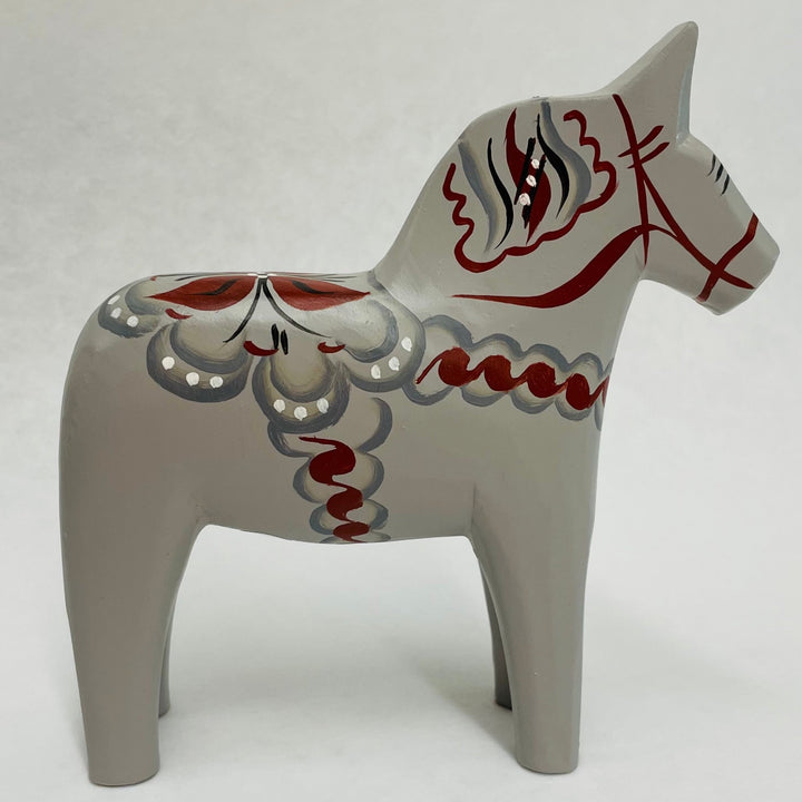 Traditional Gray 5" wooden Dala horse