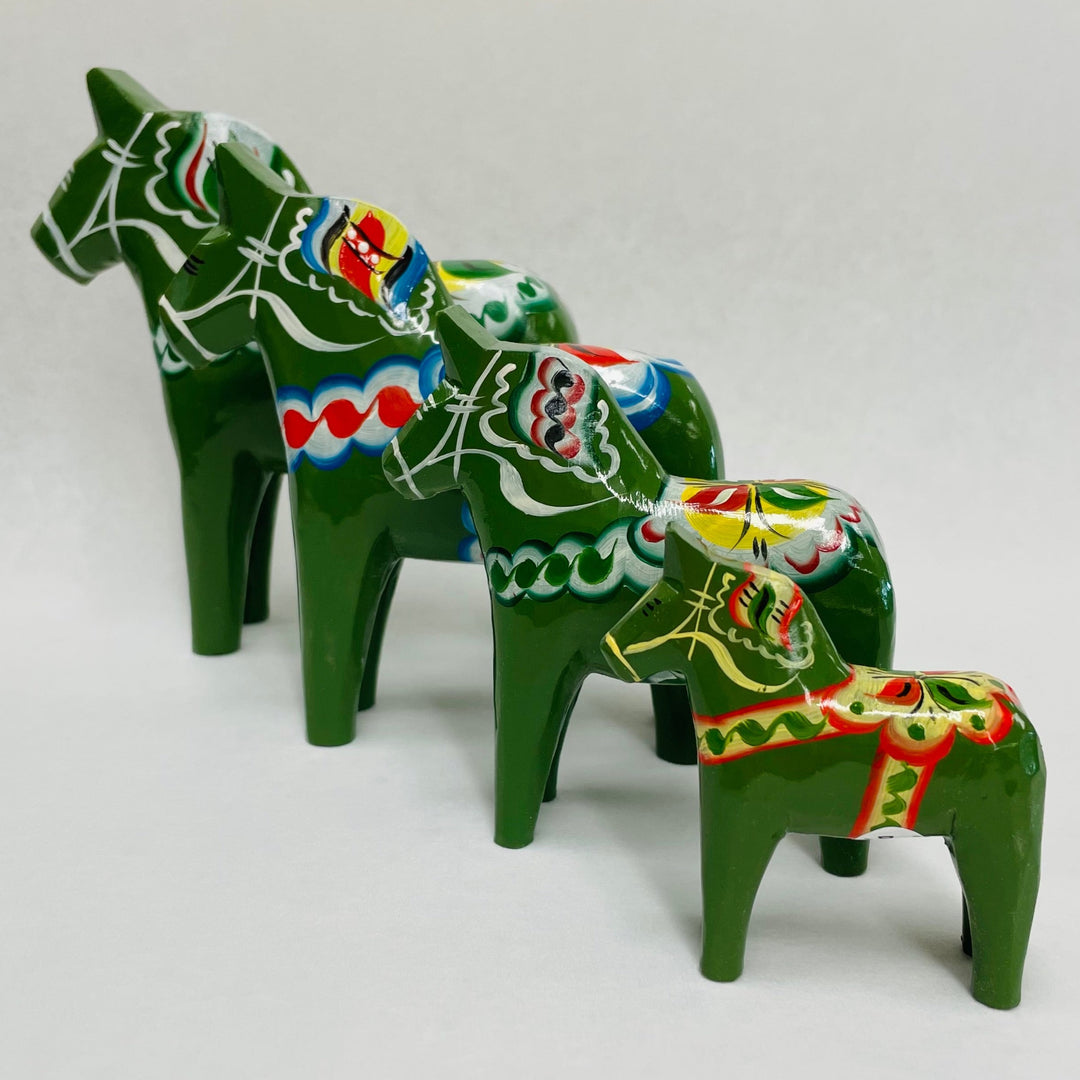 Traditional Green Wooden Dala horse