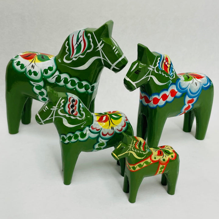 Traditional Green Wooden Dala horse