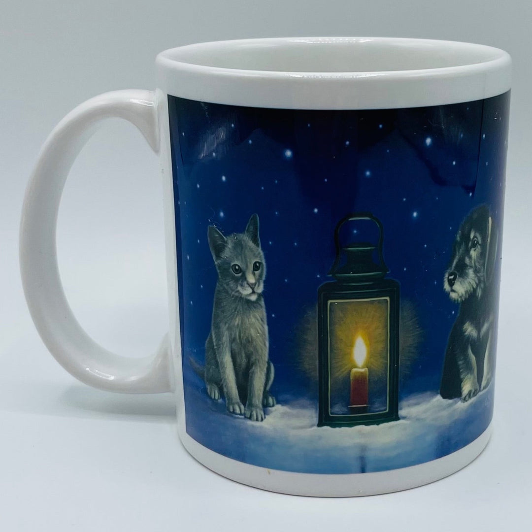 Eva Melhuish Cat & dog with lantern coffee mug