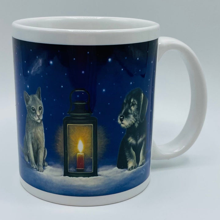 Eva Melhuish Cat & dog with lantern coffee mug