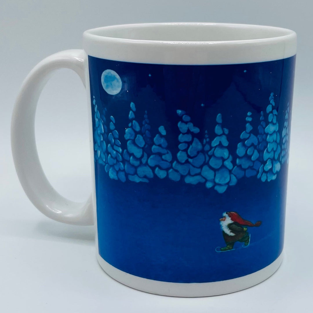 Eva Melhuish Skating Tomte coffee mug