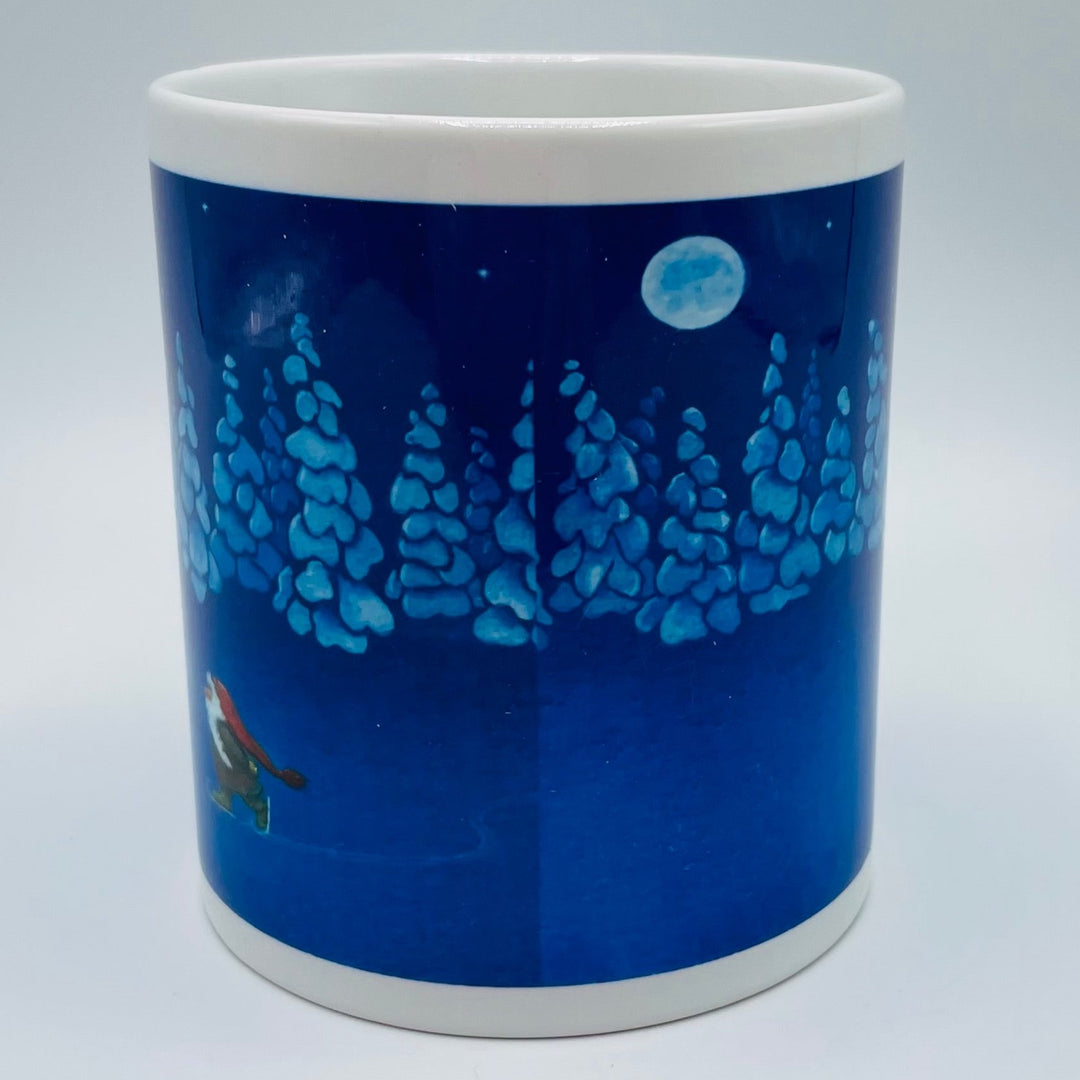 Eva Melhuish Skating Tomte coffee mug