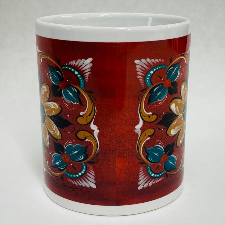 Lise Lorentzen Red Rosemaling coffee mug