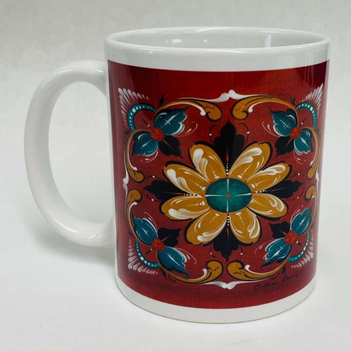 Lise Lorentzen Red Rosemaling coffee mug