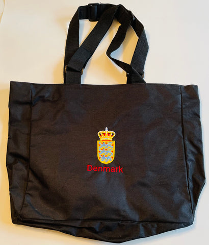 Nylon Tote Bag - Black with Denmark Crest