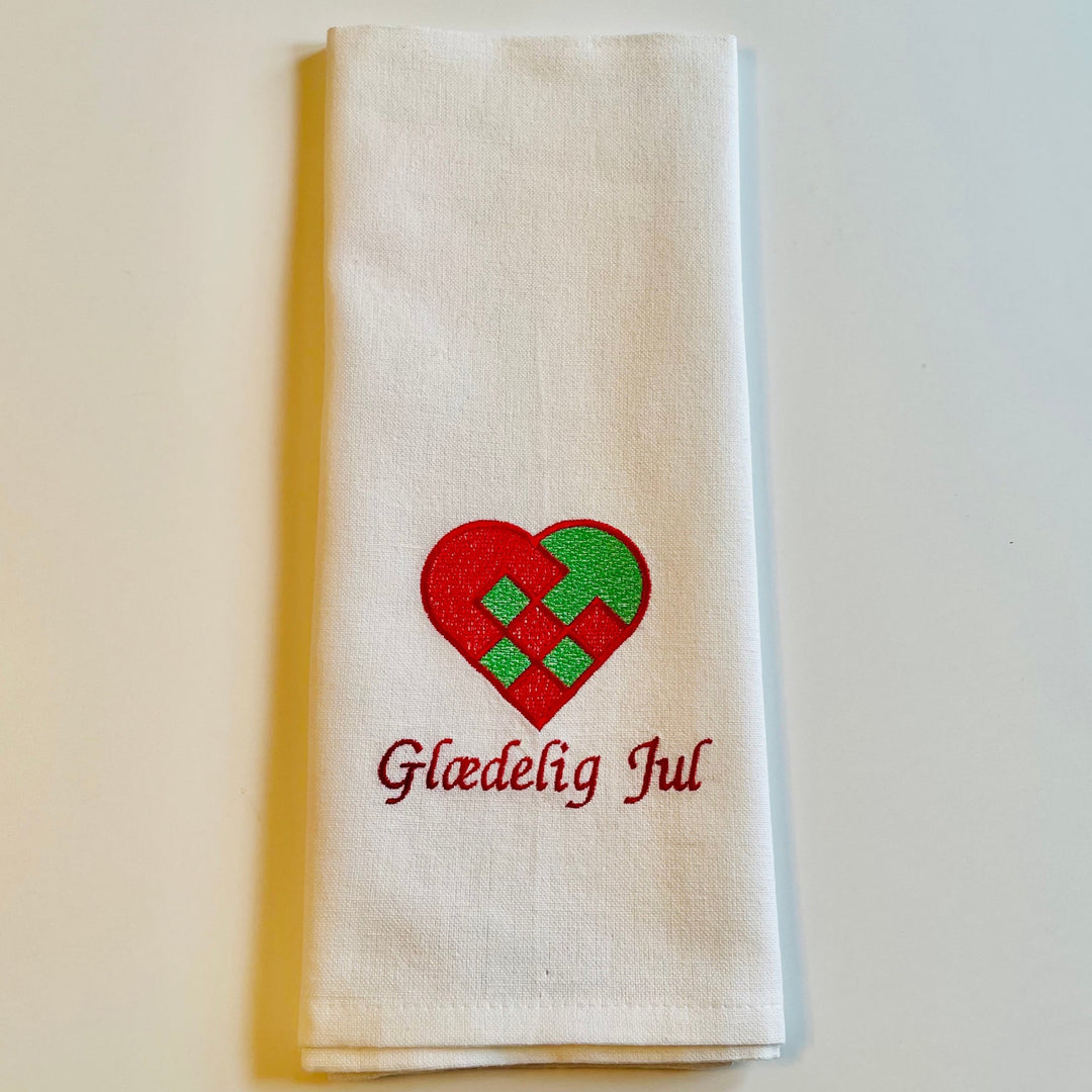 Dish Towel - Glædelig Jul Heart Basket