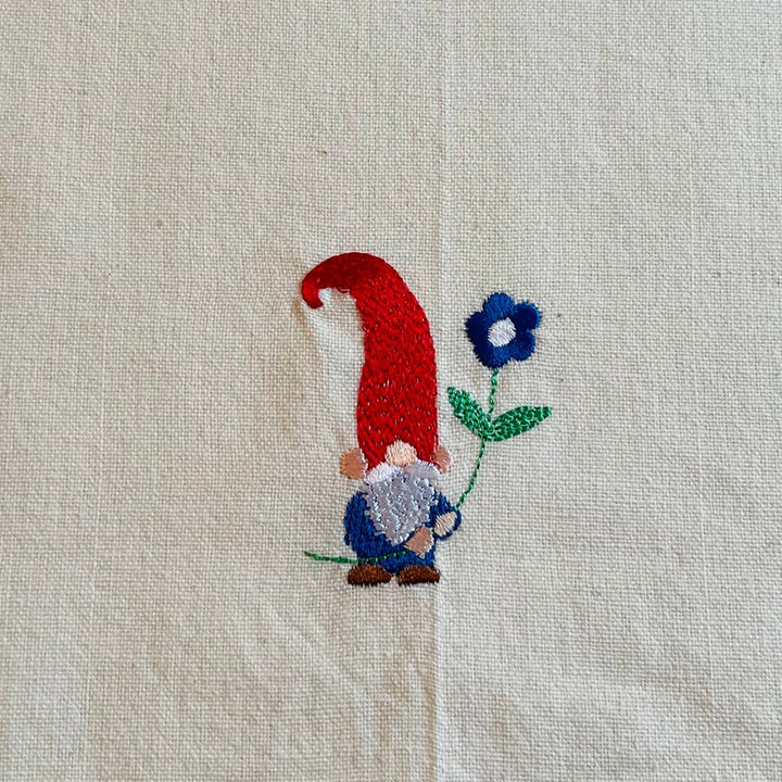 Dish Towel - Gnome with blue flower