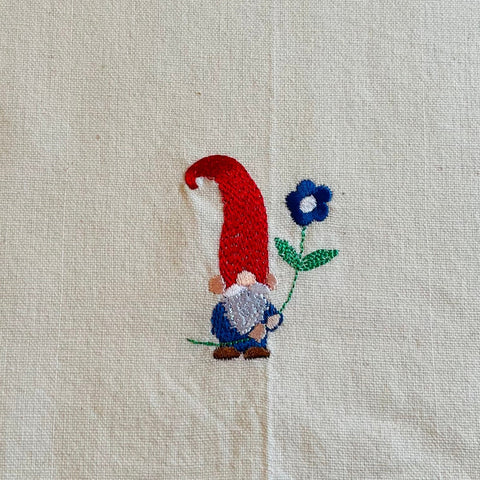 Dish Towel - Gnome with blue flower