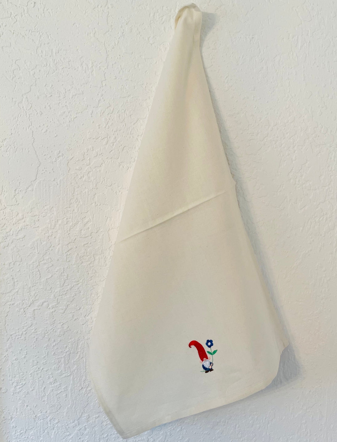 Dish Towel - Gnome with blue flower