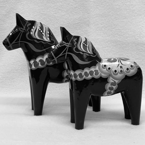 Traditional Dark Gray wooden Dala horse