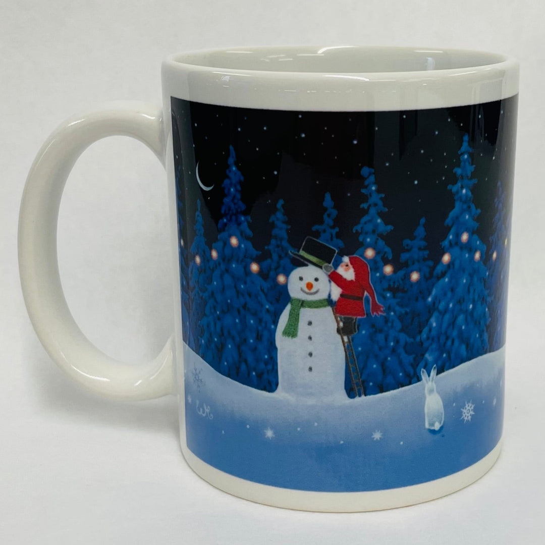 Eva Melhuish Tomte building snowman coffee mug