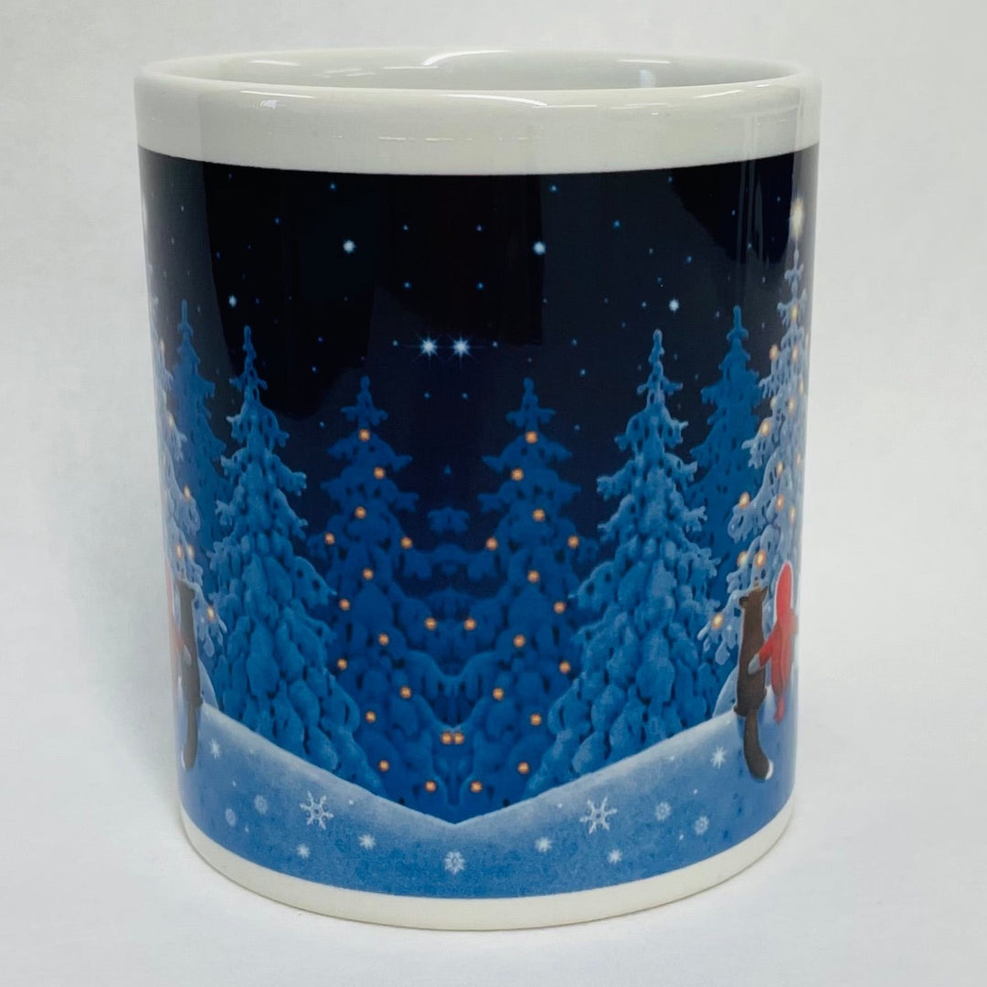 Eva Melhuish Tomte with fox and rabbit coffee mug