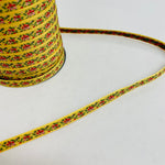Fabric Ribbon Trim by the yard - Yellow with red & pink flowers