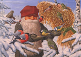 Boxed Note Cards, Jan Bergerlind Tomte Gnome feeding birds