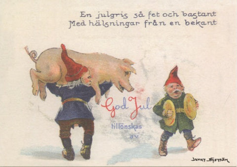 Post card, Jenny Nystrōm Tomtar with Pig