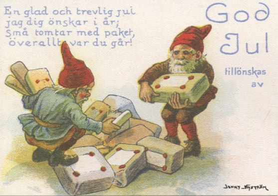 Post card, Jenny Nystrōm Tomtar with Gifts