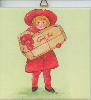 6" Ceramic Tile, Girl with God Jul Gift