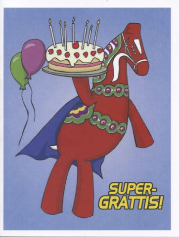 Swedish Super-Grattis Birthday Cards - Package of 6