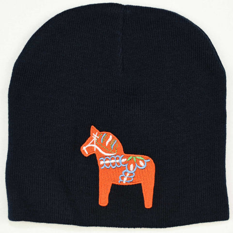 Knit beanie hat - Dala Horse