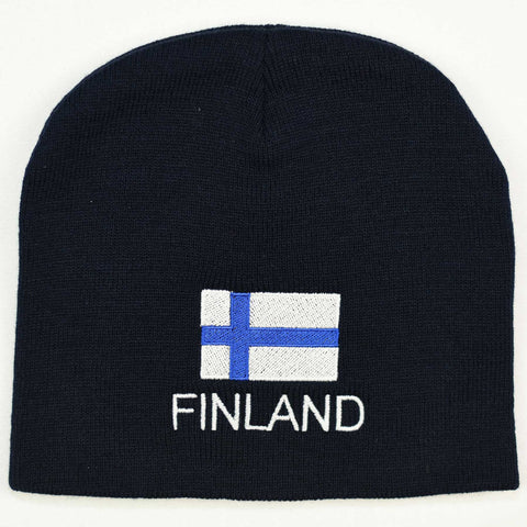 Knit  beanie hat - Finland flag