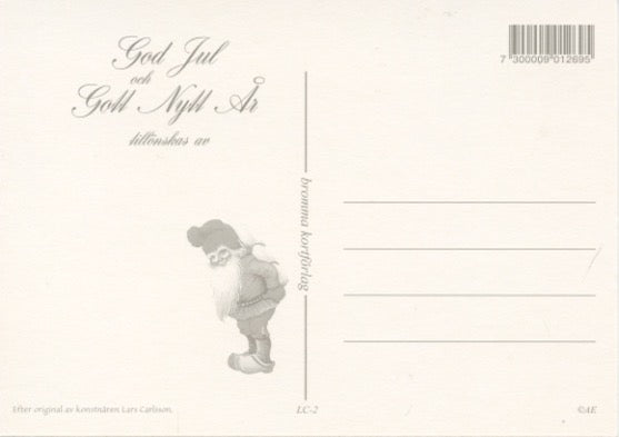 Post card, Lars Carlsson Tomtar arriving at house