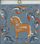 6" Ceramic Tile, Lise Lorentzen Rosemaling Fjord horse