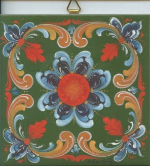 6" Ceramic Tile, Lise Lorentzen Rosemaling