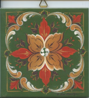 6" Ceramic Tile, Lise Lorentzen Rosemaling