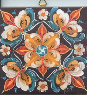 6" Ceramic Tile, Lise Lorentzen Rosemaling
