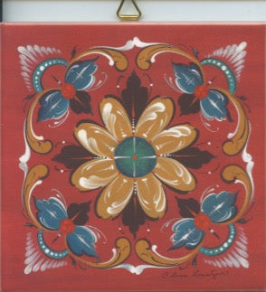 6" Ceramic Tile, Lise Lorentzen Rosemaling