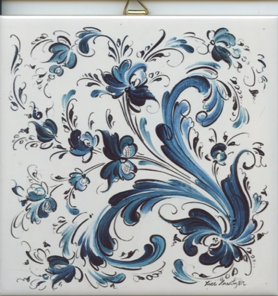 6" Ceramic Tile, Lise Lorentzen Rosemaling