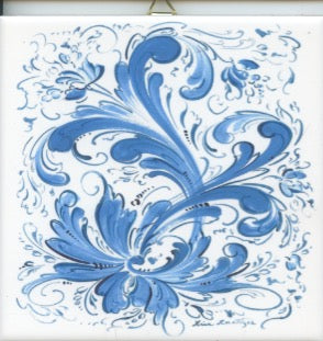 6" Ceramic Tile, Lise Lorentzen Rosemaling