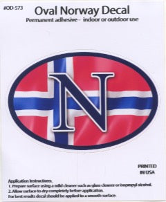 Oval Decal - Norway flag with N