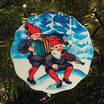 Ceramic Ornament, Gnomes Tomtar with accordion & fiddle
