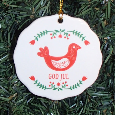 Ceramic Ornament, God Jul bird