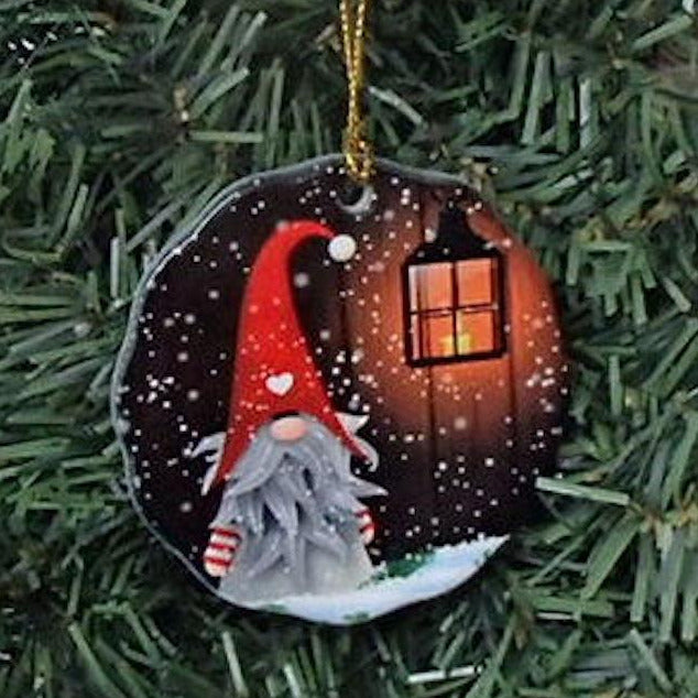 Ceramic Ornament, Gnome with lantern