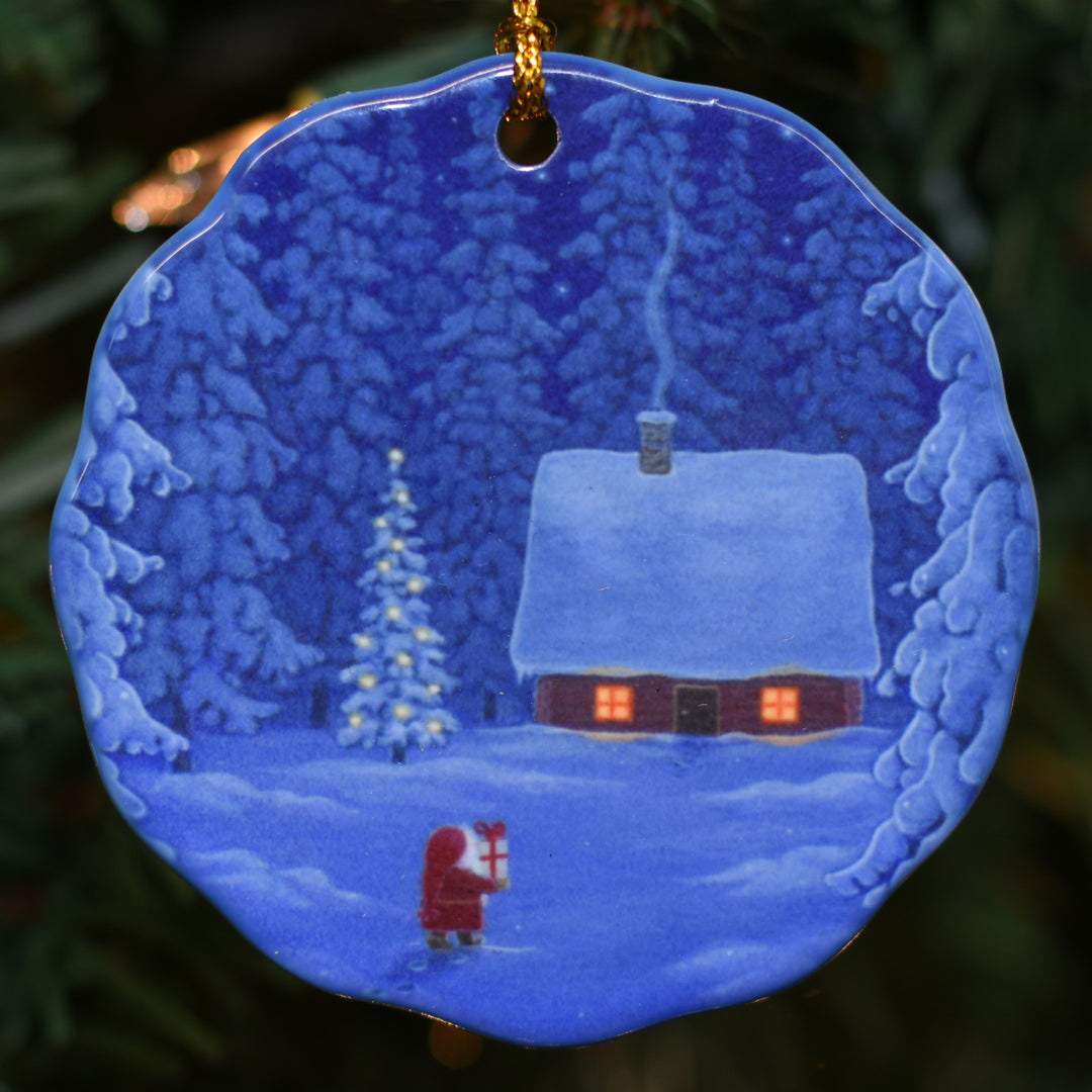 Ceramic Ornament, Eva Melhuish Snowy Cabin