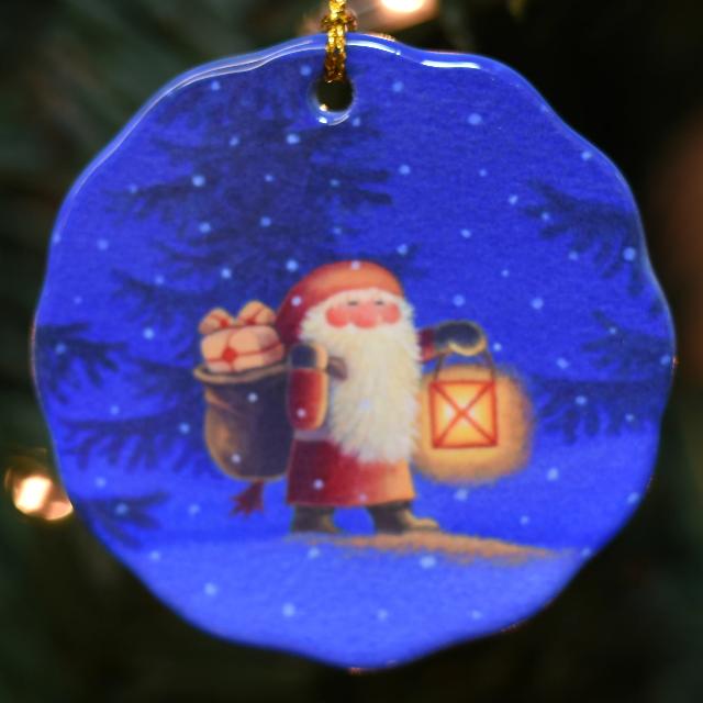 Ceramic Ornament, Eva Melhuish Tomte with Lantern