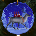 Ceramic Ornament, Eva Melhuish Riding reindeer